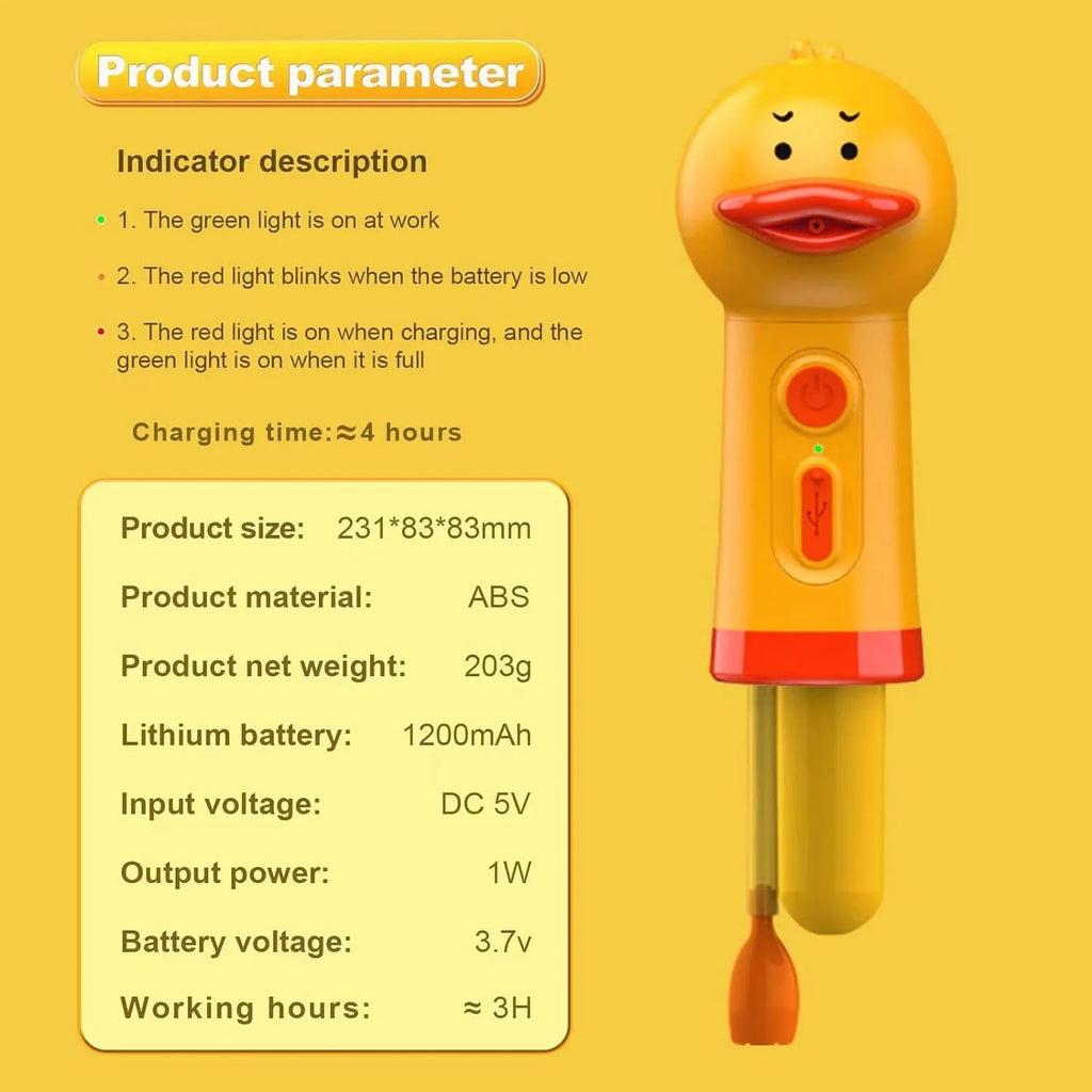 Cute Yellow Duck USB Rechargeable Foam Soap Dispenser for Pet Bathing – Automatic Pet Shampoo Foamer