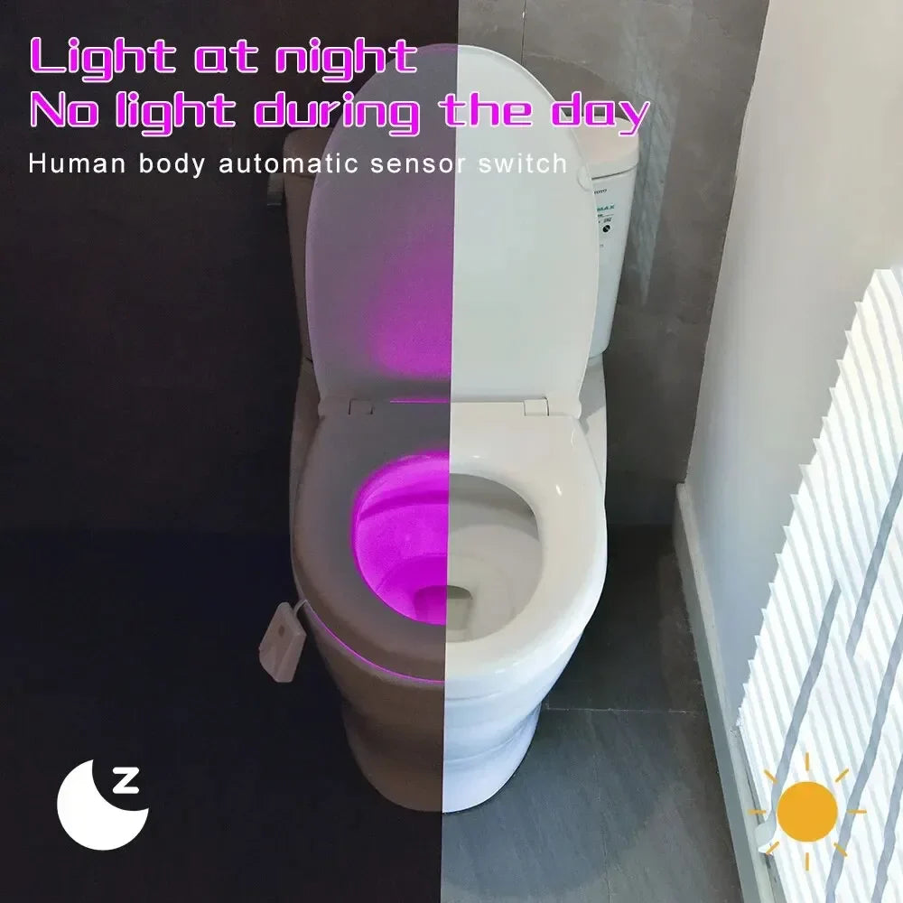 Motion Sensor Toilet Night Light 7-Color Rechargeable LED Toilet Bowl Nightlight with Star Projection