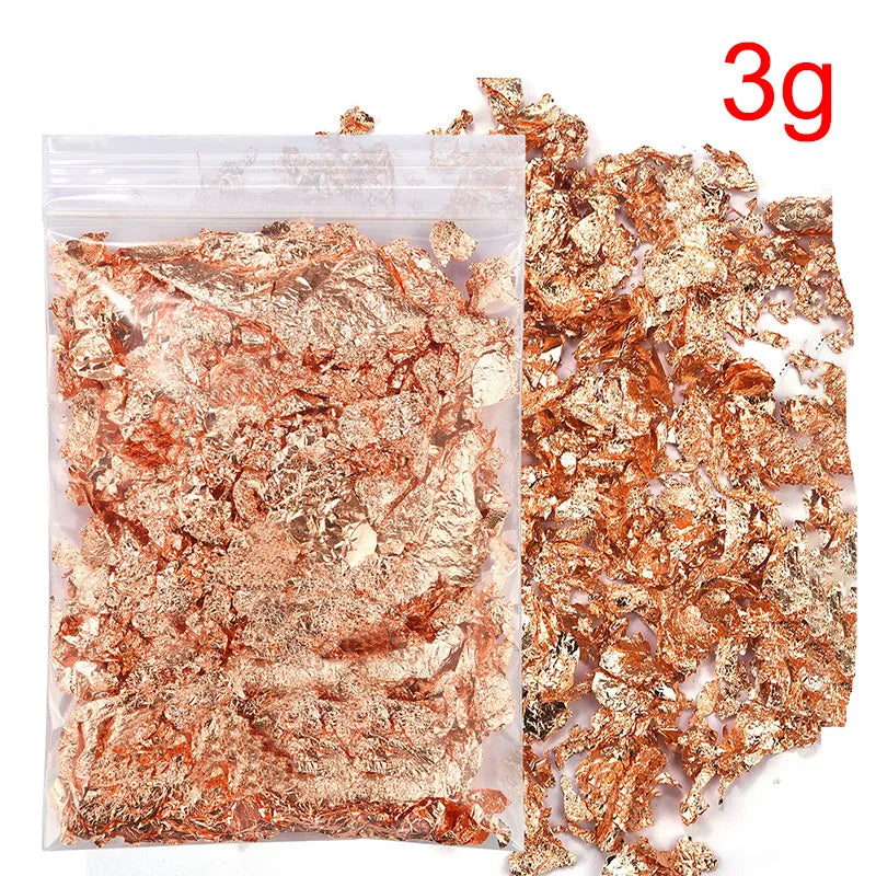 Gold Silver Bronze Irregular Aluminum Foil Flakes 3g/5g, Metallic Glitter for Epoxy Resin, Candle Making, Nail Art & DIY Crafts