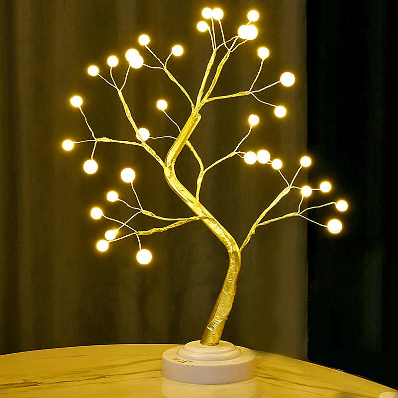 Cherry Blossom Bonsai LED Table Lamp 19.7in (50cm) USB or 3×AA Battery Powered Touch Sensor Night Light Tabletop Decorative Tree