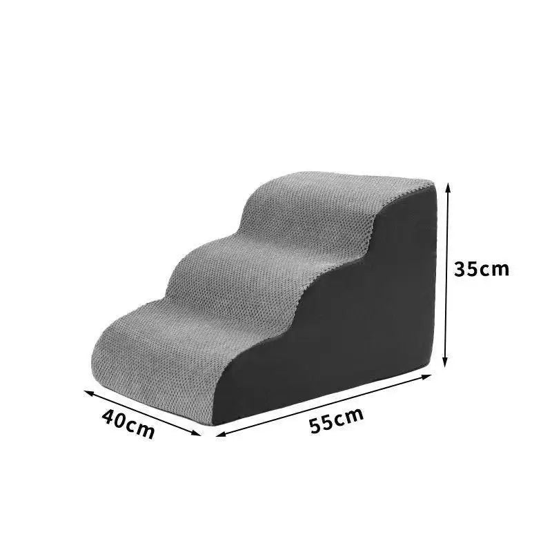 Curved Foam Pet Stairs for Dogs and Cats — 2–5 Step Non-Slip Ramp Fits Beds Up to 24 in (61 cm)