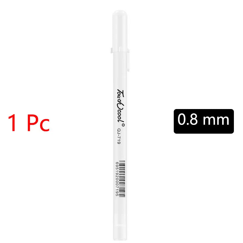 White Opaque Oily Waterproof Gel Marker Pen - Multi Nib Sizes 0.8/1.0/2.0/2.8mm for DIY, Graffiti, Sketching