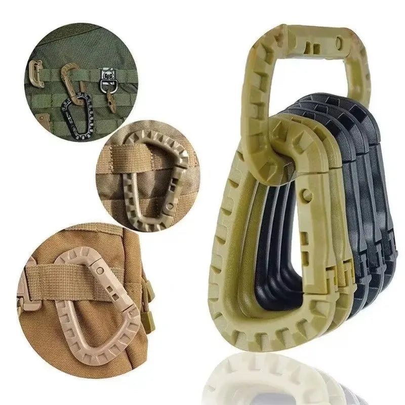 Tactical Carabiner D-Ring Clips for Backpack & Keychain - 1-10 Pack