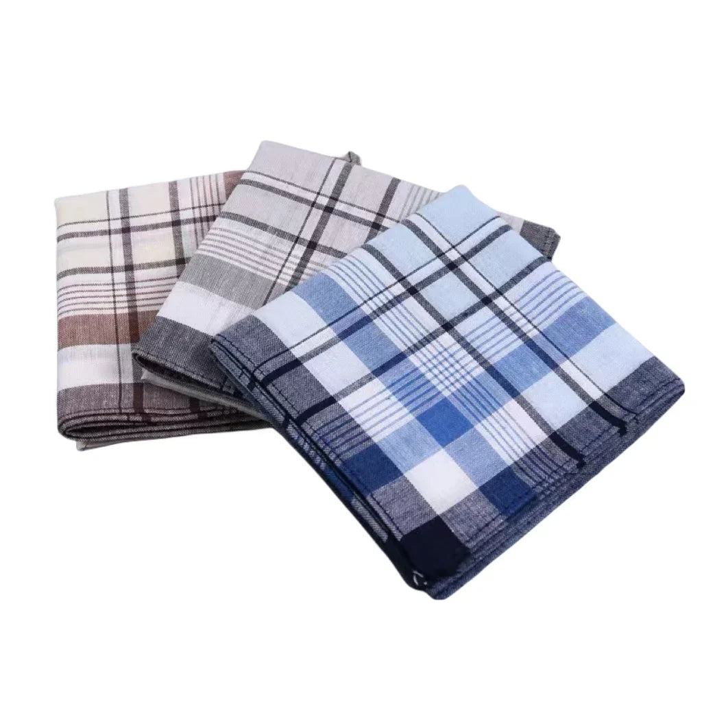 6-Pack Pure Cotton Plaid Handkerchiefs 15.7 x 15.7 in (40 x 40 cm) Absorbent Unisex Sweat-Wiping Cloths for Wedding Favors, Table Mats & Outdoor Use