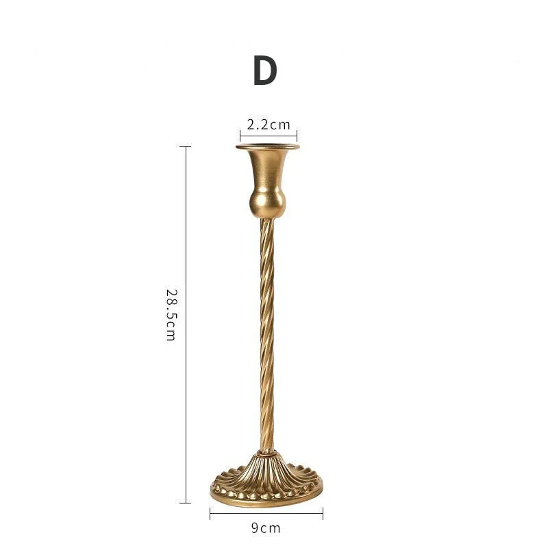 3-Piece Brass Gold Candlestick Holder Set 5.9/7.3/9.3 in (15/18.5/23.5 cm) Taper Candle Stands for Wedding & Home Decor
