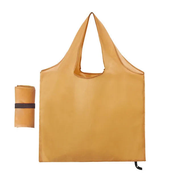 Foldable Reusable Grocery Tote Bag, Lemon Print Eco-Friendly Travel & Beach Pouch