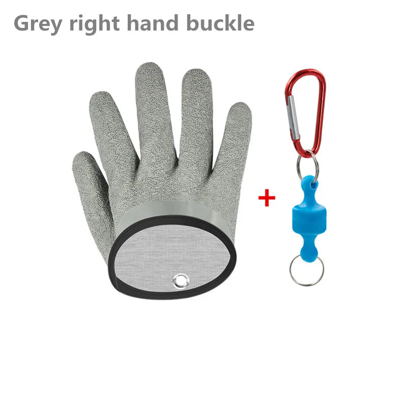 Waterproof Anti-Cut Fishing Gloves - Full-Finger Non-Slip Latex Grip with Waist Hook (Left/Right)