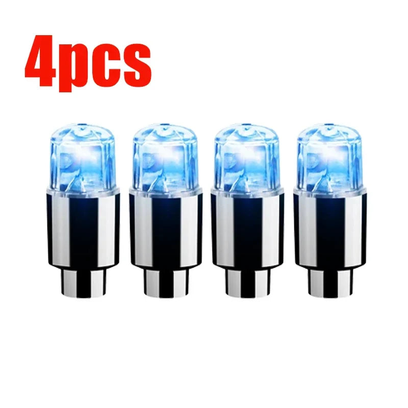 Universal LED Tire Valve Cap Lights - Colorful Flashing Wheel Hub Lamp for Car Motorcycle Bicycle (1.5 in / 3.8 cm)