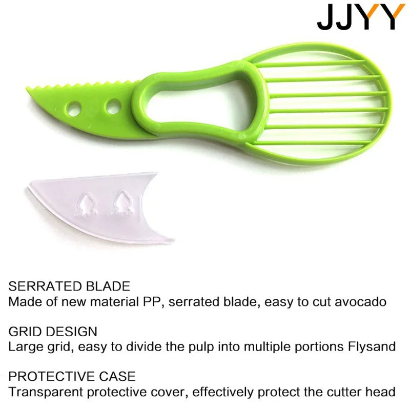 3-in-1 Avocado Slicer Corer Peeler – Plastic Fruit & Vegetable Cutter with Pitter