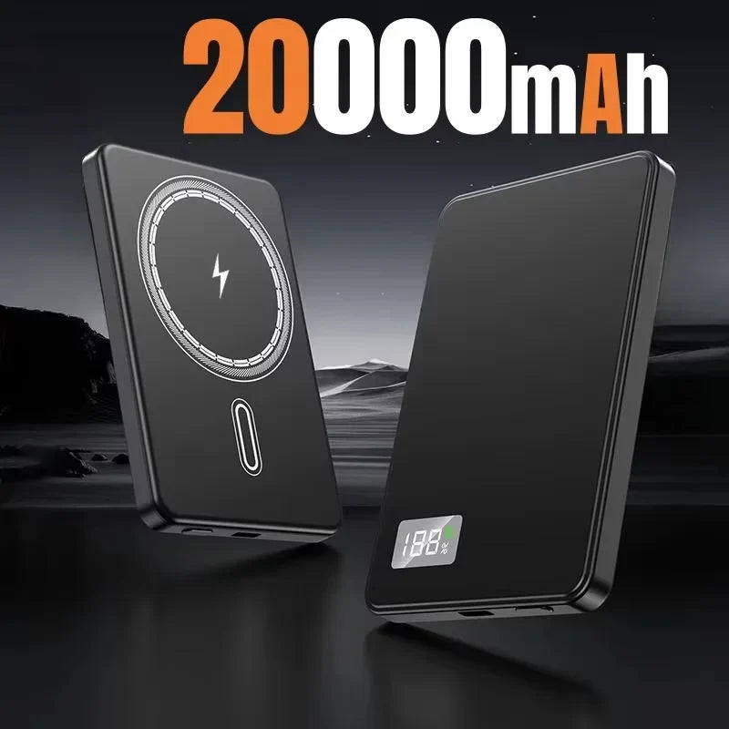 Magnetic Wireless Power Bank 10,000 / 20,000 / 50,000mAh — PD 25W Fast Charge, 2x USB & Wireless Qi, Digital Display, LED Light