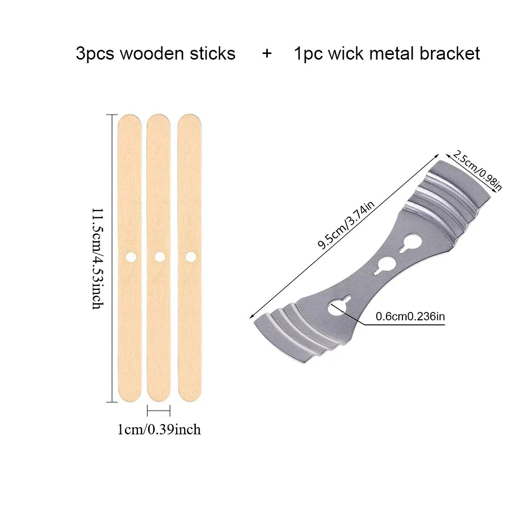 Pre-Waxed Cotton Candle Wicks 100-Pack (2.6–20 cm / 1.0–7.9 in) with Metal Bases, Adhesive Stickers & Holders — DIY Candle Making Kit