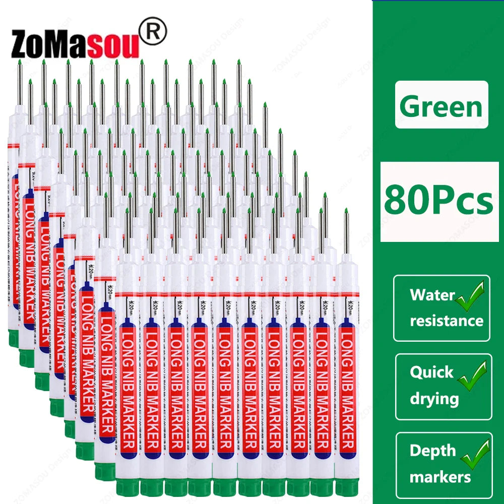 20mm Long-Head Deep Hole Marker Pens - Waterproof Fast-Dry Oil Markers for Wood, Metal & Glass (Red/Black/Blue/Green)
