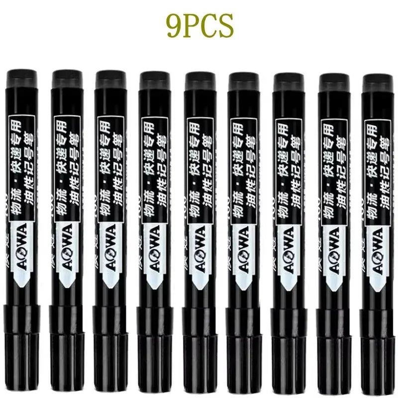 Permanent Paint Marker Pens – Waterproof Black Oil-Based Quick-Dry Markers for Tires & Oily Surfaces (3/9 Pack)