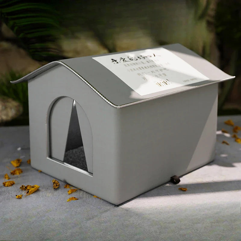 Waterproof Foldable Pet Cave Bed for Small Dogs & Puppies – Outdoor Winter Warm Plush Dog House, Washable