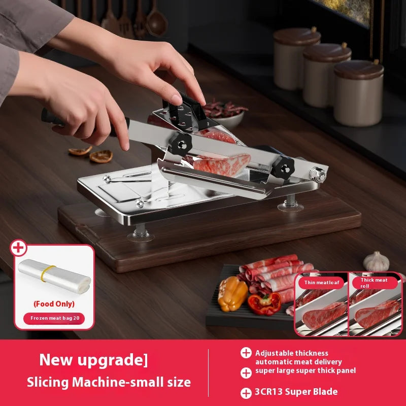 Mutton Roll Meat Slicer 200mm (7.9 in) Stainless Steel — Frozen Beef & Lamb Slicer for Hot Pot, BBQ & Home Kitchen