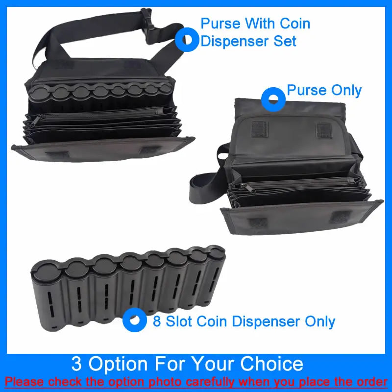 Waiter Cash Wallet Waist Bag with 8-Slot Euro Coin Dispenser – Fanny Pack Coin Holder for Servers, Drivers & Cashiers