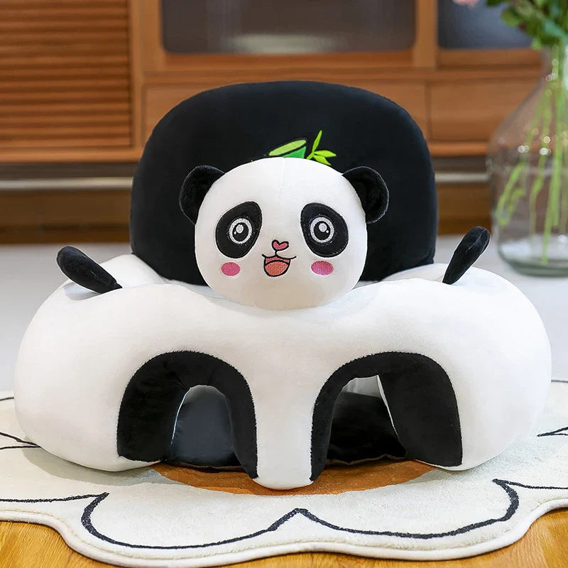 Plush Cartoon Baby Seat Cover (Cover Only) — Infant Sofa Support for Learn-to-Sit Toddlers, 21.7 x 21.7 x 15.7 in (55 x 55 x 40 cm), Washable