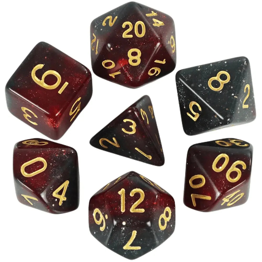 7-Piece Galaxy Polyhedral Dice Set for DnD & RPGs – Colorful Universe Effect (D4-D20)