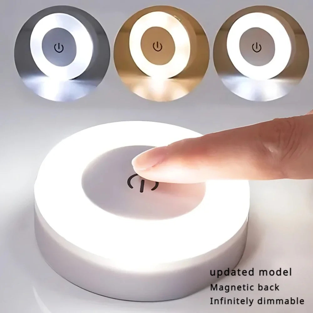 Portable USB Rechargeable LED Night Light - Touch Round Table Lamp for Bedroom, Kids Room & Living Room