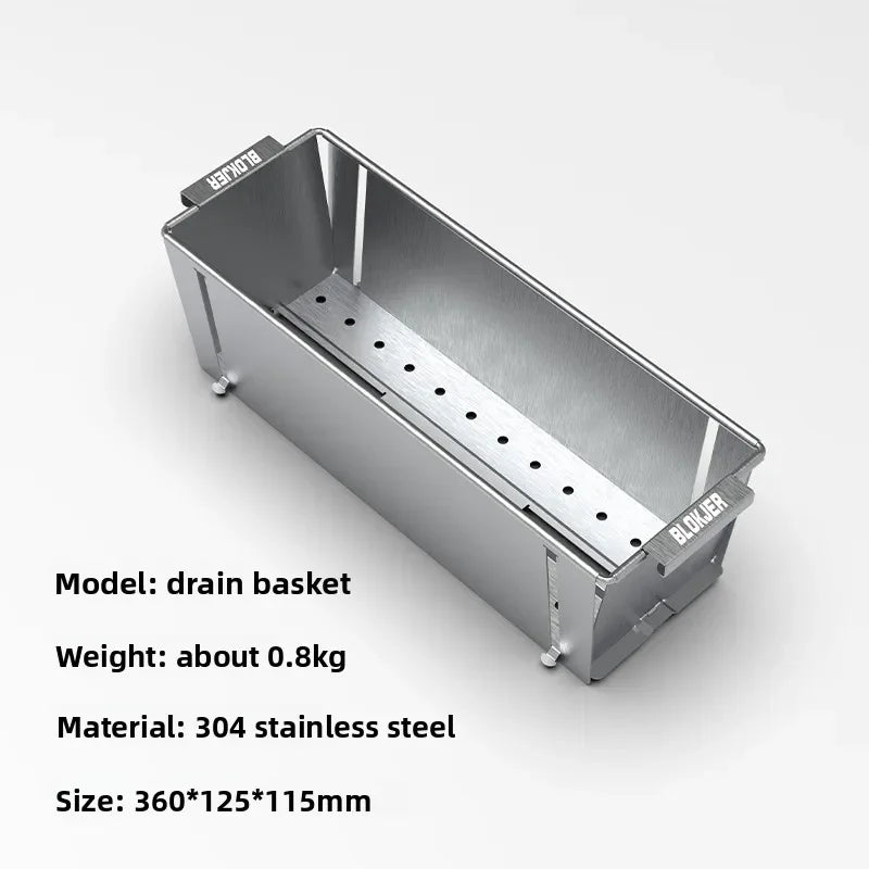 IGT Camping Table 0.5-Unit Foldable Stainless Steel Drawer Storage Box with Drain Basket