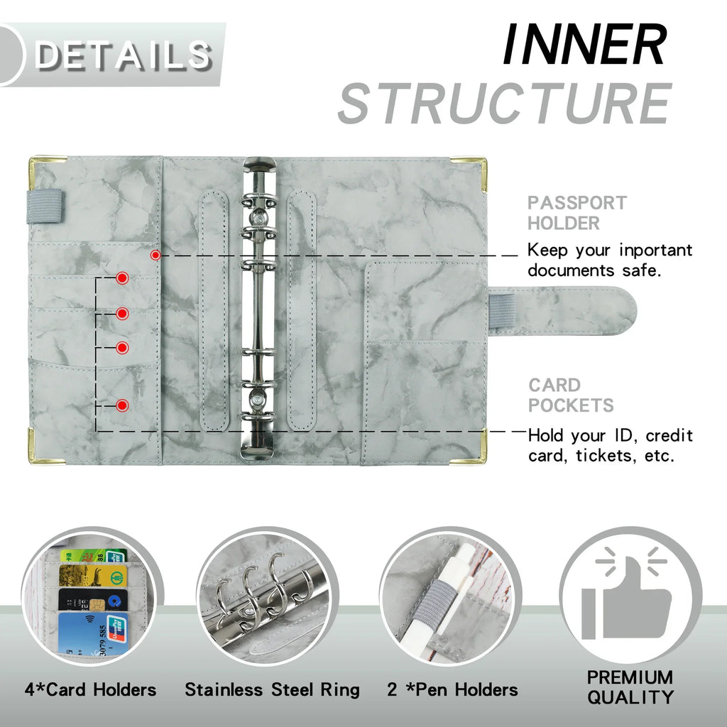 A6 Budget Binder Wallet Organizer — 12 Cash Envelopes, 12 Budget Sheets & 5 Label Stickers (7.84 x 5.2 in / 199 x 132 mm)