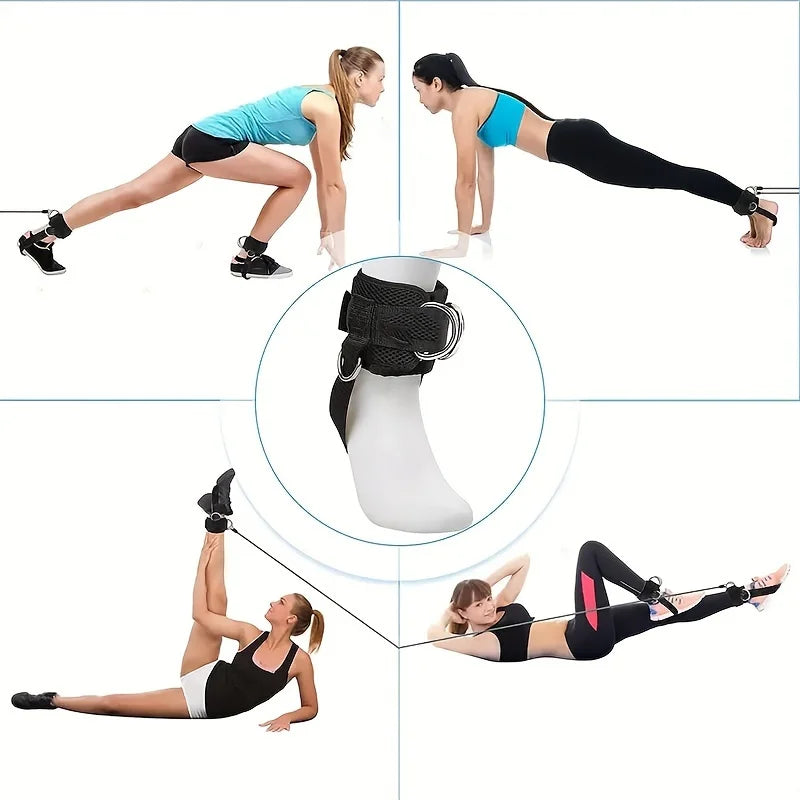 Padded Ankle Strap (1-Pack) - Double D-Ring Cable Machine Cuff for Leg Extensions, Curls & Glute Workouts