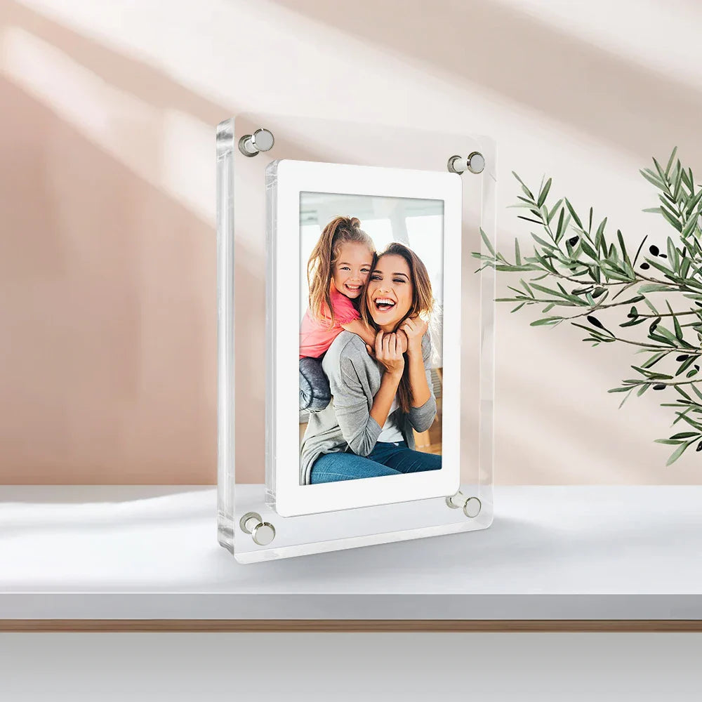 Acrylic Digital Photo Frame 5-inch (12.7 cm) & 7-inch (17.8 cm) IPS Screen 4GB Rechargeable Portable Picture Frame with Auto-Rotate