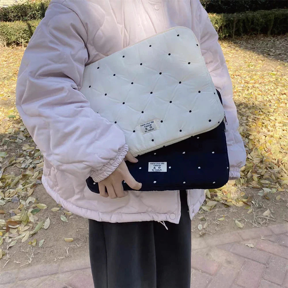 Puffy Quilted Laptop Sleeve for Women — 13–14 in (34–36 cm), 15–16 in (38–41 cm) & 9–11 in (23–28 cm) Tablet Pouch
