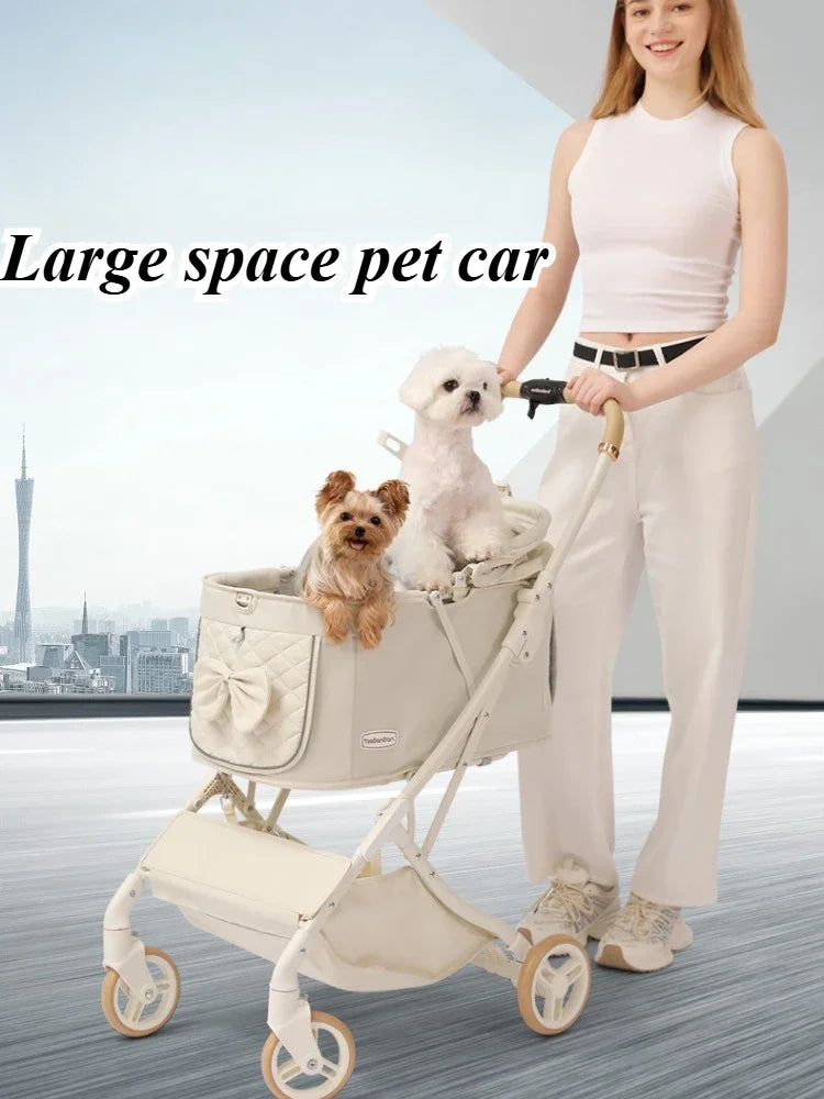 Lightweight Foldable Pet Stroller for Small & Medium Dogs and Cats – Breathable Aluminum Travel Carrier with One-Hand Fold