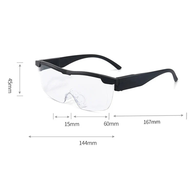 Hands-Free LED Lighted Magnifying Eyeglasses 2.5X — 2 LED Reading & Hobby Magnifier (Lens 5.7 in / 144 mm)