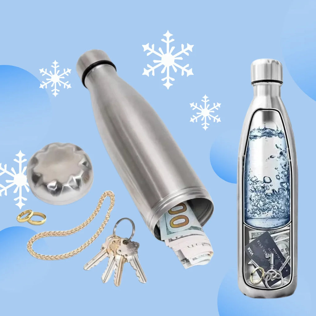 750ml (25.4 fl oz) Diversion Water Bottle Hidden Stash Safe Secret Pill Organizer Money Compartment with Key Ring