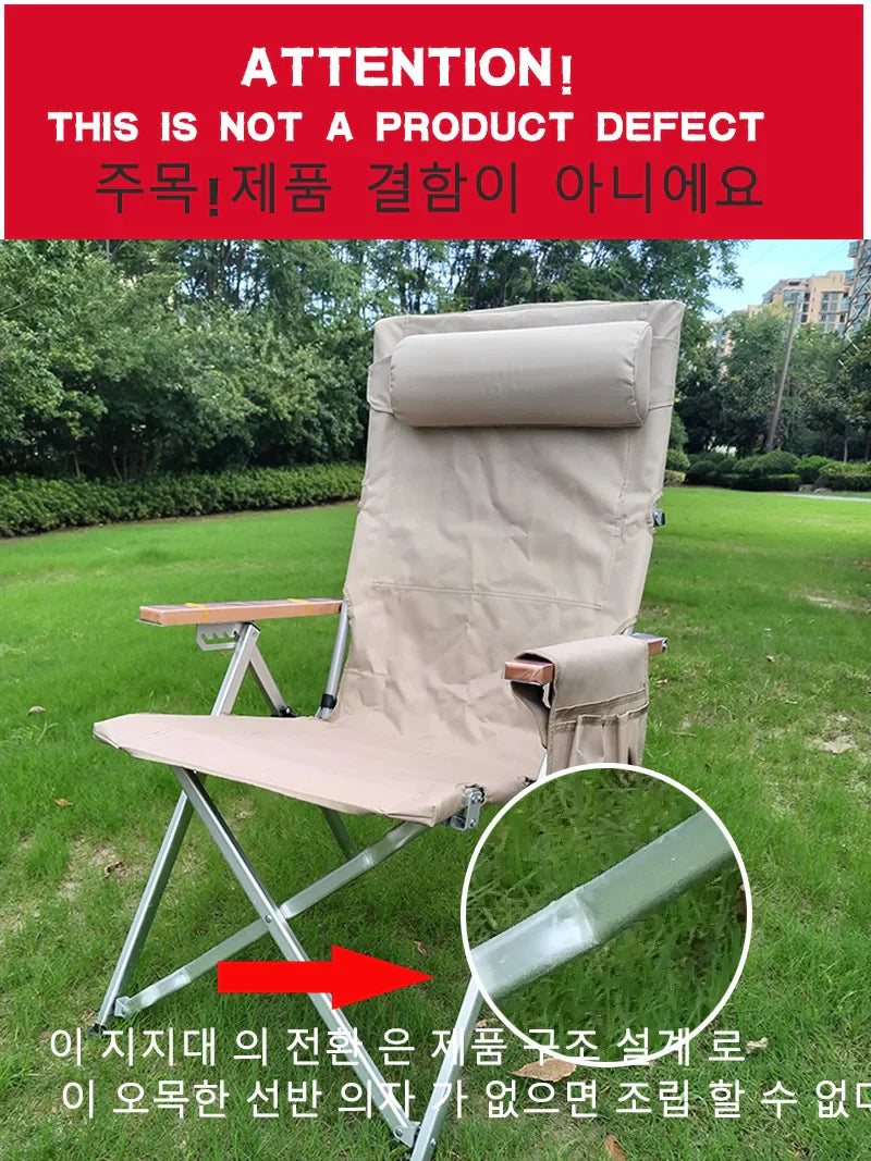 5-Position Angle Adjustable Aluminum Alloy Folding Camping Chair Portable Reclining Outdoor Lounge