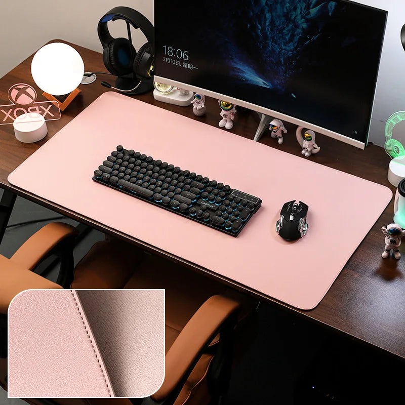 Large PU Leather Desk Pad Non-Slip Stitched Edge Office Mouse Pad and Desk Blotter