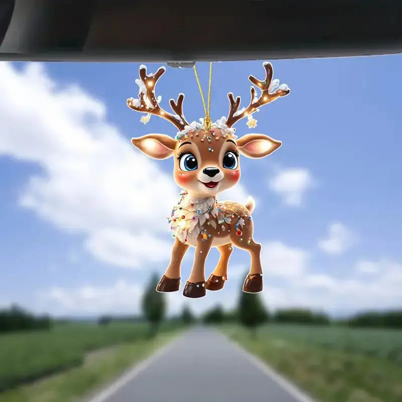 Cat-Shaped Rearview Mirror Ornament – Cute Hanging Car Pendant Car Interior Decor