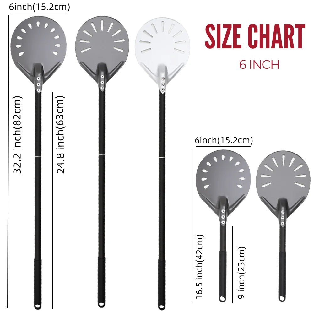 Hard-Anodized Aluminum Pizza Peel 6, 12, 13 and 14 Inch (15, 30, 33, 35.5 cm) Bread Paddle Oven Spatula