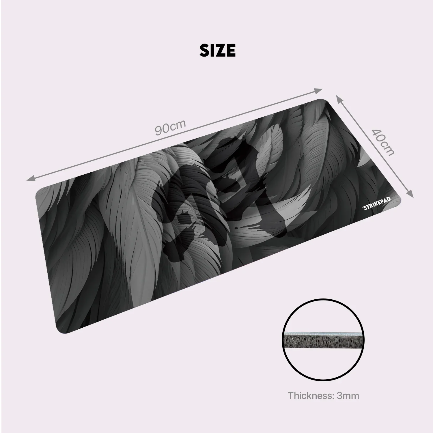 Gaming Mousepad Holographic Design 490 x 420 x 3 mm (19.3 x 16.5 x 0.12 in) Waterproof No-Edge Stitching
