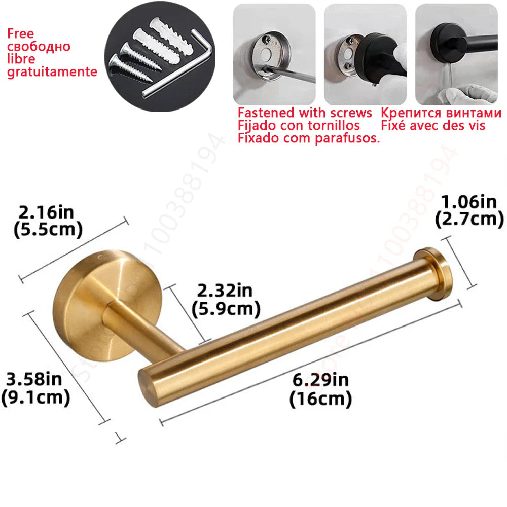 Self-Adhesive Stainless Steel Toilet Paper Holder — No-Drill Wall Mount Tissue & Towel Dispenser (Holds up to 30 cm / 11.8 in)