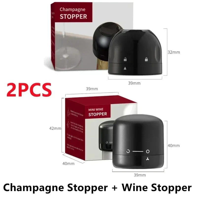 Reusable Wine Bottle Stopper – Silicone & ABS Champagne Sealer, 1 or 2-Pack Airtight Cap for Sparkling Wine, Beer & Soda