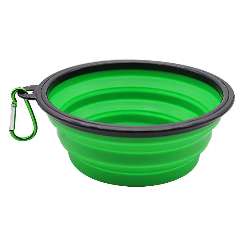 Collapsible Silicone Pet Travel Bowl with Bottle & Carabiner – 2-in-1 Food & Water Dispenser (350/650/1000 ml | 11.8/22/33.8 fl oz)