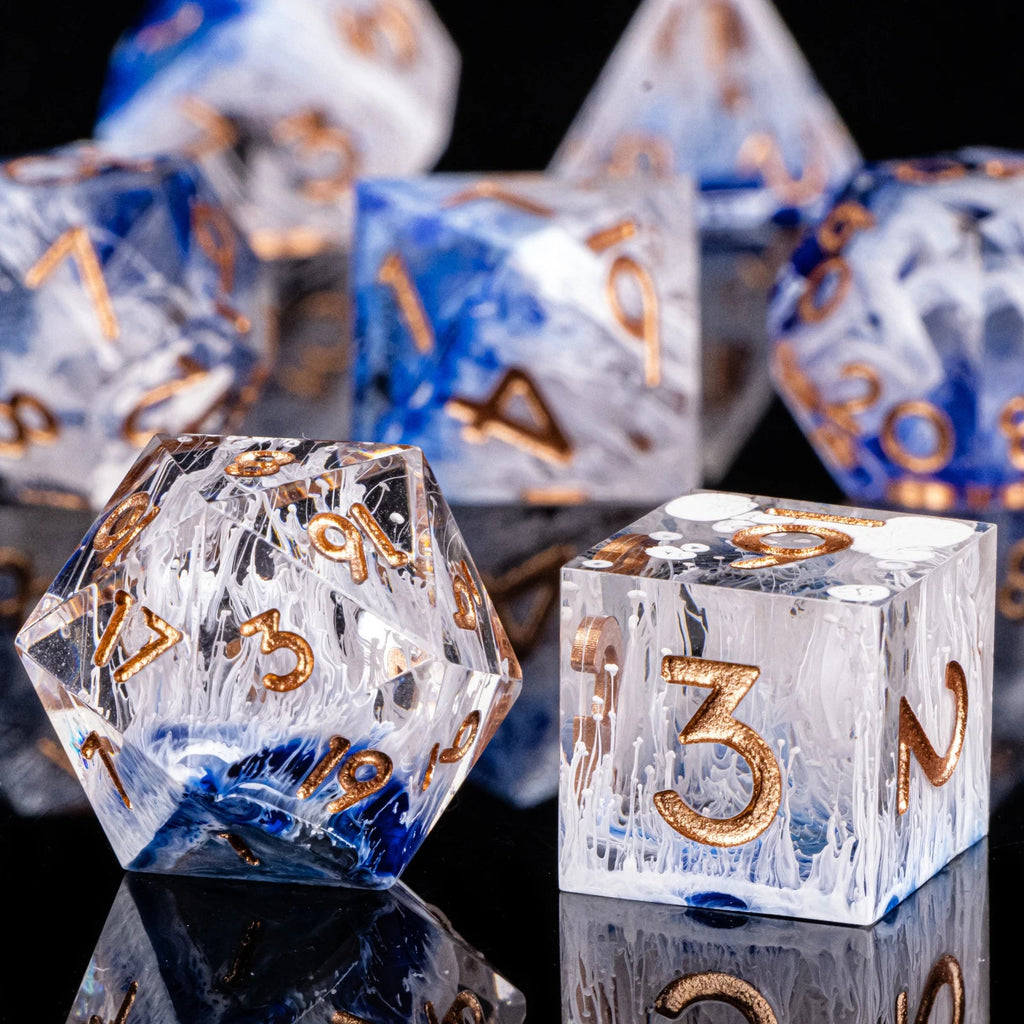 Handmade Resin 7-Piece D20 Polyhedral Dice Set for Dungeons & Dragons & Tabletop RPGs