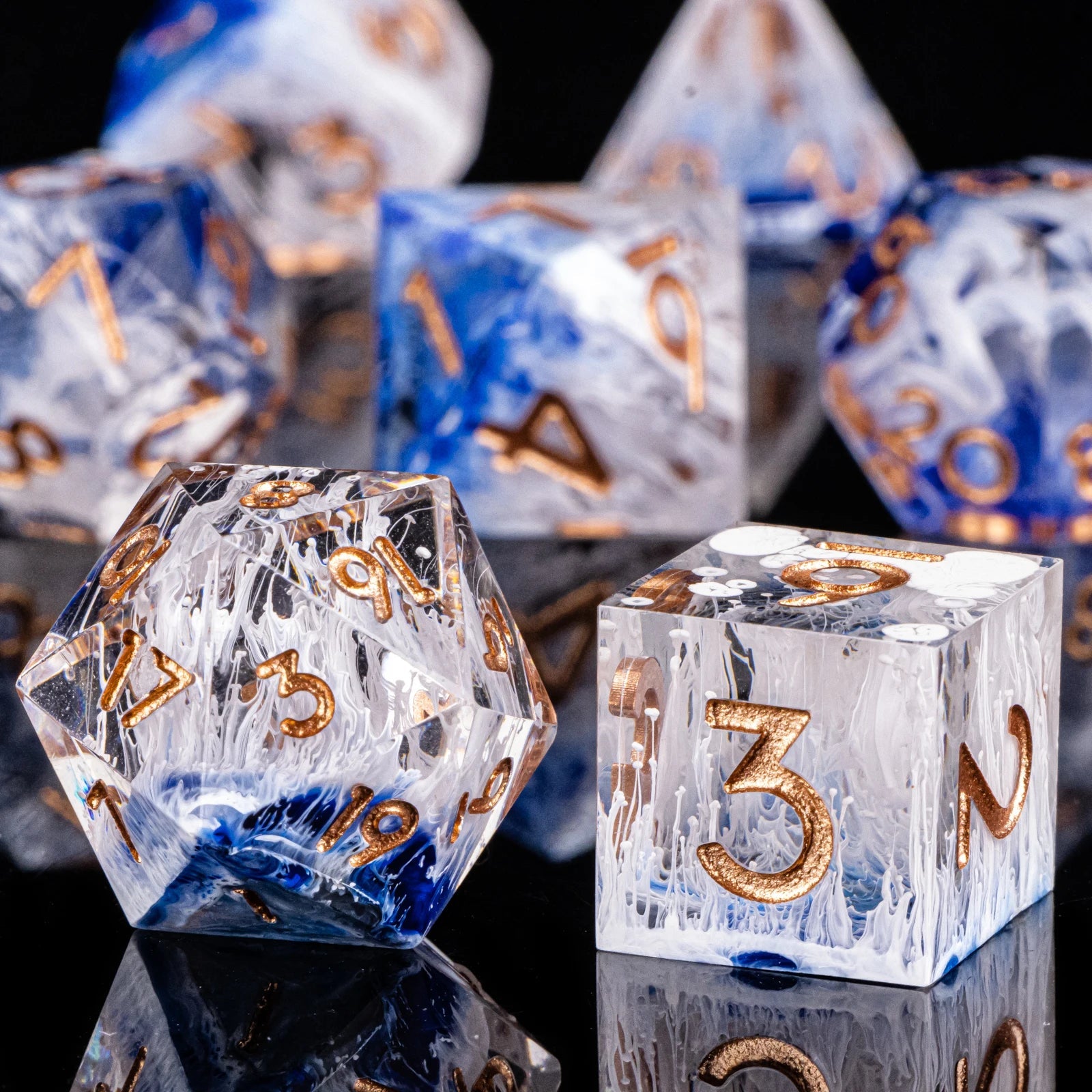 Handmade Resin 7-Piece D20 Polyhedral Dice Set for Dungeons & Dragons & Tabletop RPGs