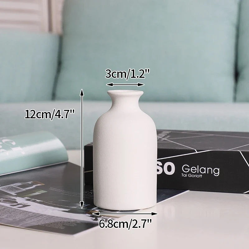 White Ceramic Bud Vase Nordic Matte Decorative Vase for Home Living Room Tabletop Flower Arrangements Photo Props