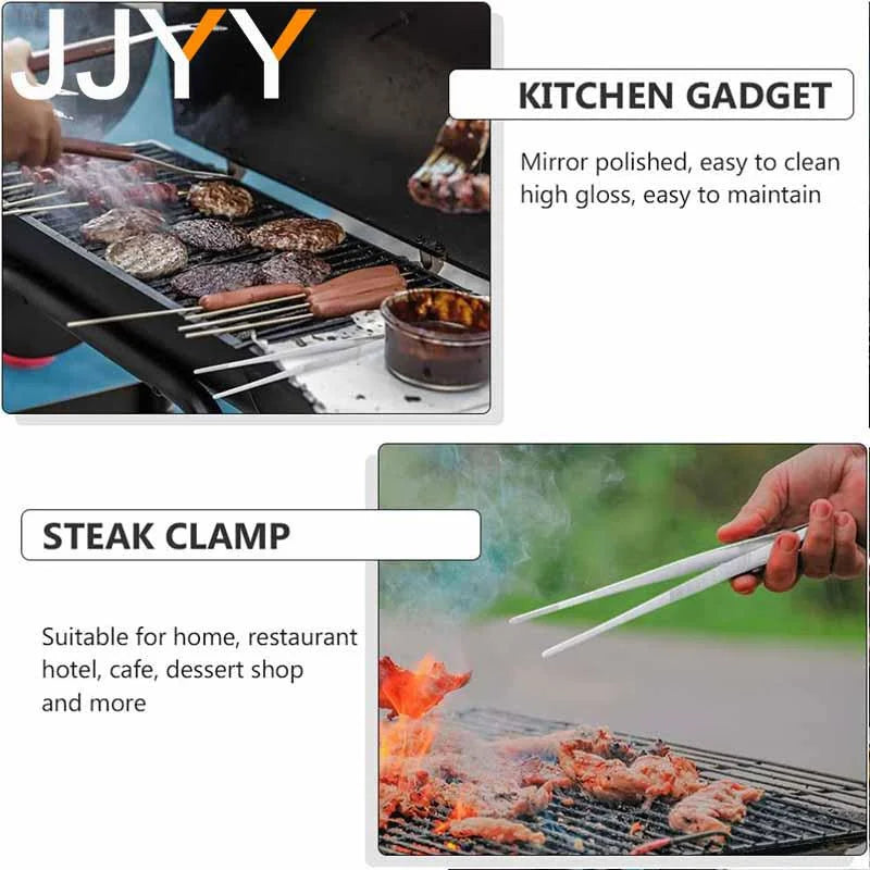 Stainless Steel BBQ Tongs — Multifunction Grill & Kitchen Tweezers (5–12 in / 12.5–30 cm)