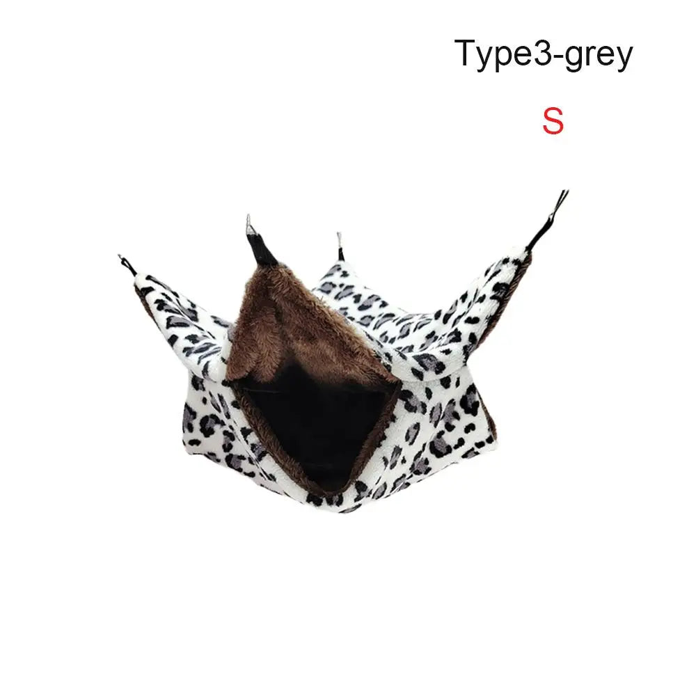 Plush Double-Layer Small Pet Hammock — Hanging Cage Bed for Hamsters, Rats, Squirrels & Sugar Gliders (Small 7.87×7.87 in / 20×20 cm; Large 13.78×13.78 in / 34×34 cm)