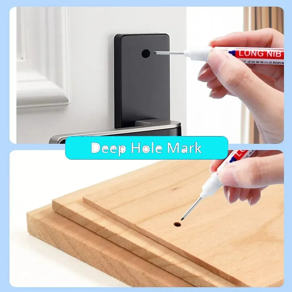 20mm Long-Head Deep Hole Marker Pens - Waterproof Fast-Dry Oil Markers for Wood, Metal & Glass (Red/Black/Blue/Green)