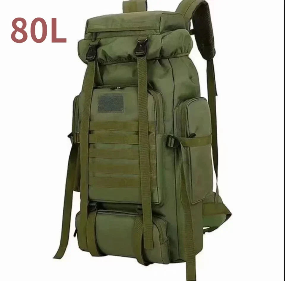Tactical Mountaineering Backpack 80L / 100L (≈21 / 26 US gal) – Large Hiking, Camping & Travel Rucksack with Molle, Oxford Polyester