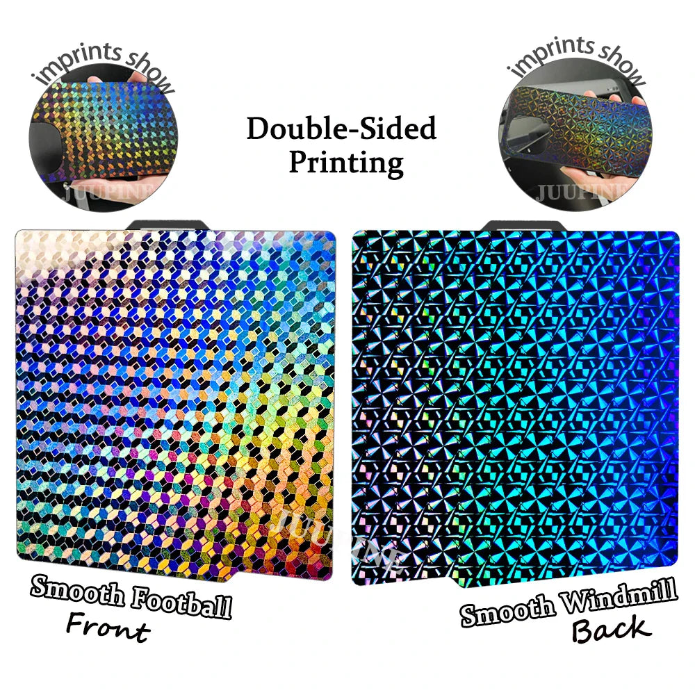 257x257mm (10.12 x 10.12 in) Spring Steel 3D Printer Build Plate - Double-Sided PEI/PEY/PET Surface, Smooth & Textured