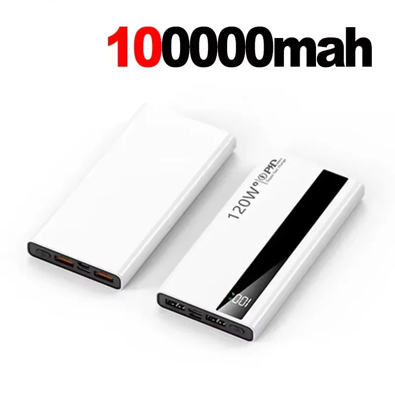 500000mAh 120W Fast Charging Power Bank PD 20W 4-Port USB Metal Portable Powerbank