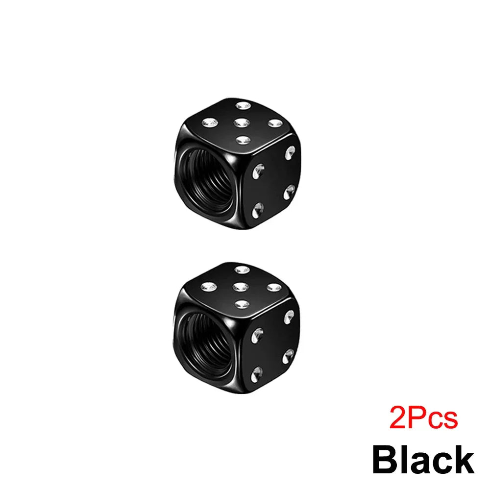 2/8-Pack Aluminum Dice Tire Valve Caps, Universal Wheel Stem Air Valve Covers for Car Truck Motorcycle Bike