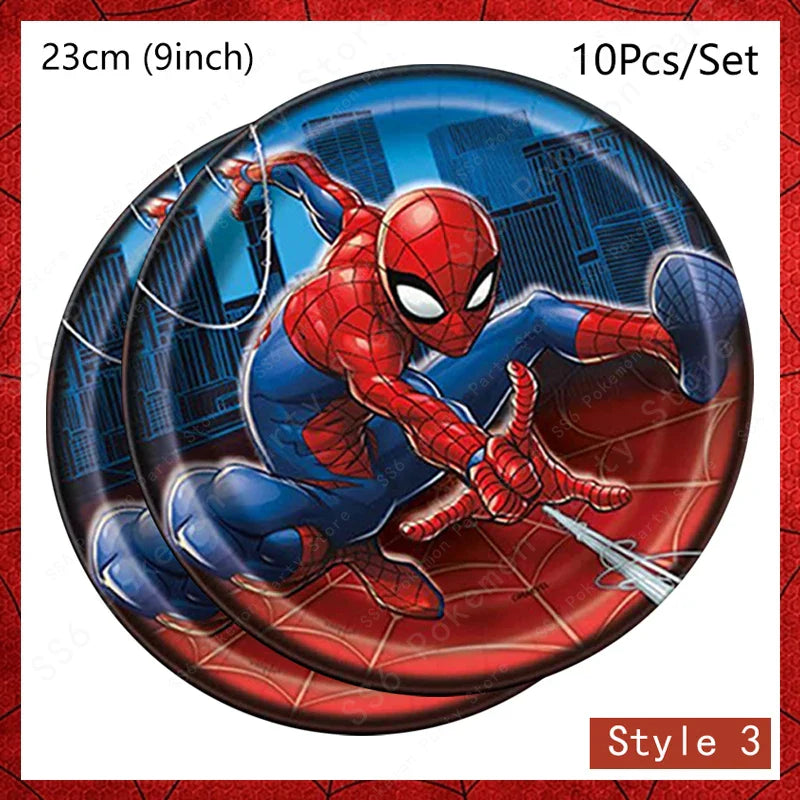 Spiderman Kids Birthday Party Supplies - Disposable Tableware Set with Plates, Cups, Napkins & Favor Bags